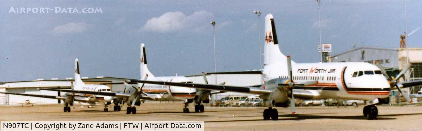 N907TC, 1968 NAMC YS-11A-208 C/N 2066, 3 YS-11A ready for Fort Worth Air operations @1985