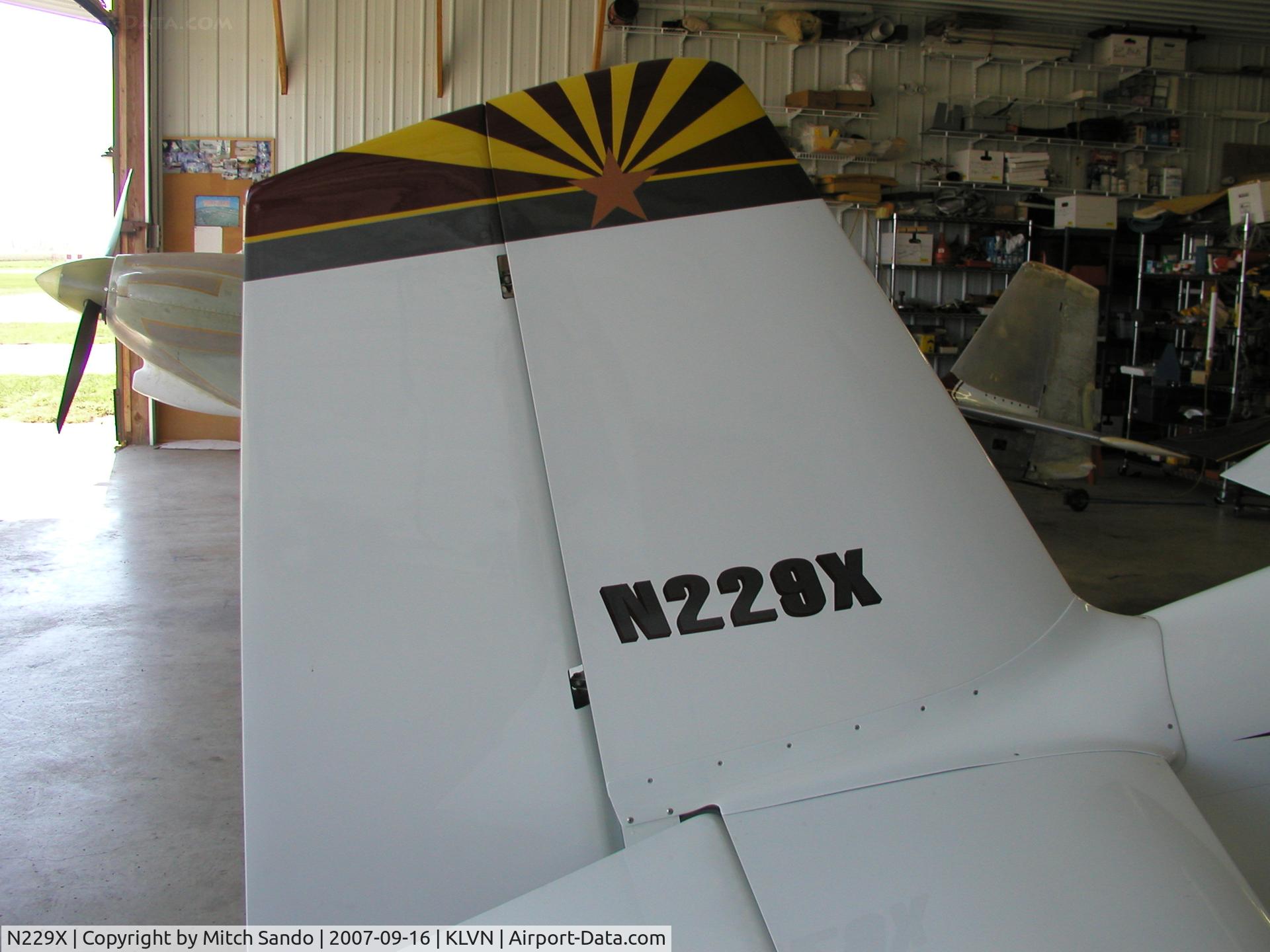 N229X, 2005 Harmon Rocket II C/N 250, Parked inside the hangar.