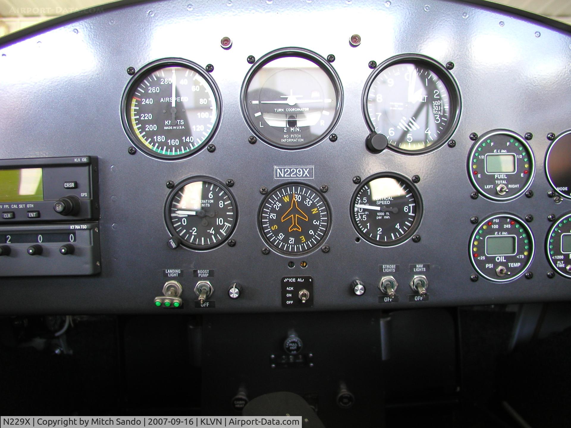 N229X, 2005 Harmon Rocket II C/N 250, Parked inside the hangar.