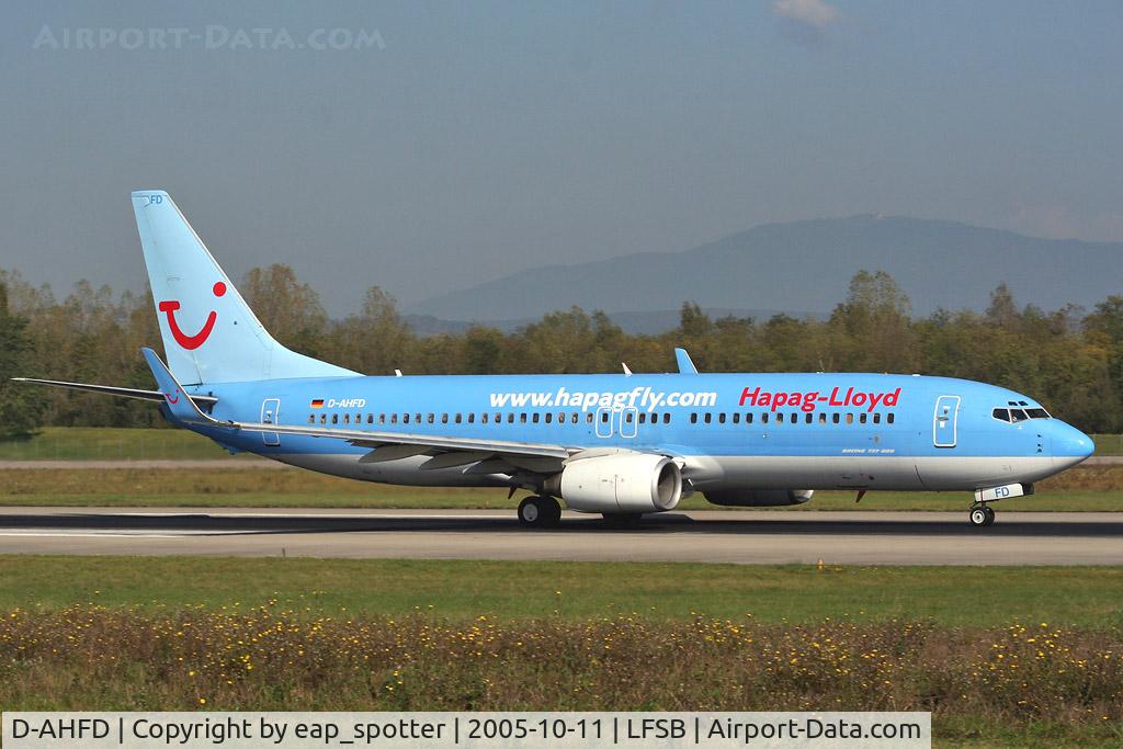 D-AHFD, 1998 Boeing 737-8K5 C/N 27978, departing rwy 16