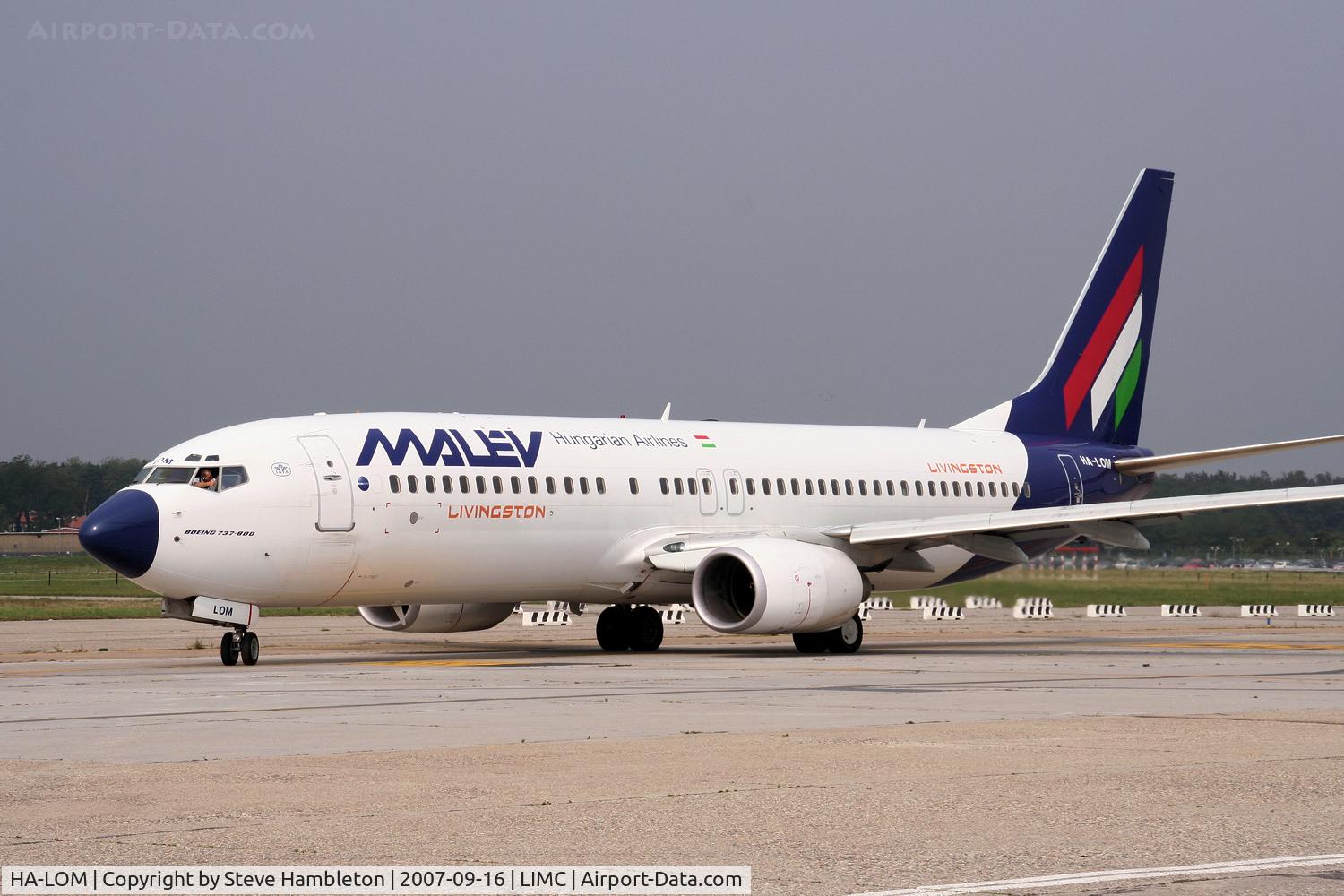 HA-LOM, 2004 Boeing 737-8Q8 C/N 30672, Malev 737 operating for Livingston Airlines at Milan Malpensa