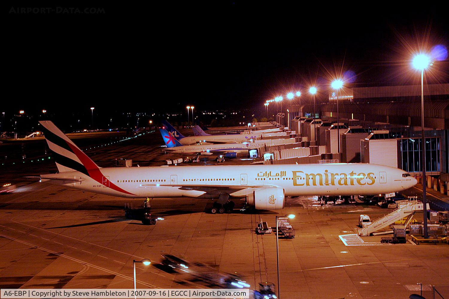A6-EBP, 2006 Boeing 777-31H/ER C/N 32710, Evening flight to Dubai from Manchester International