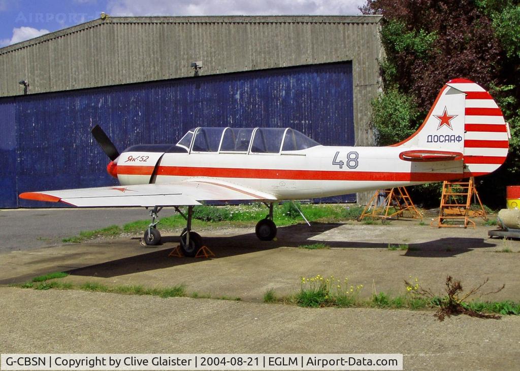 G-CBSN, 1991 Yakovlev (Aerostar) Yak-52 C/N 9111413, Flying in the colours of the DOSAAF Code: 48 Previous ID: RA-44514