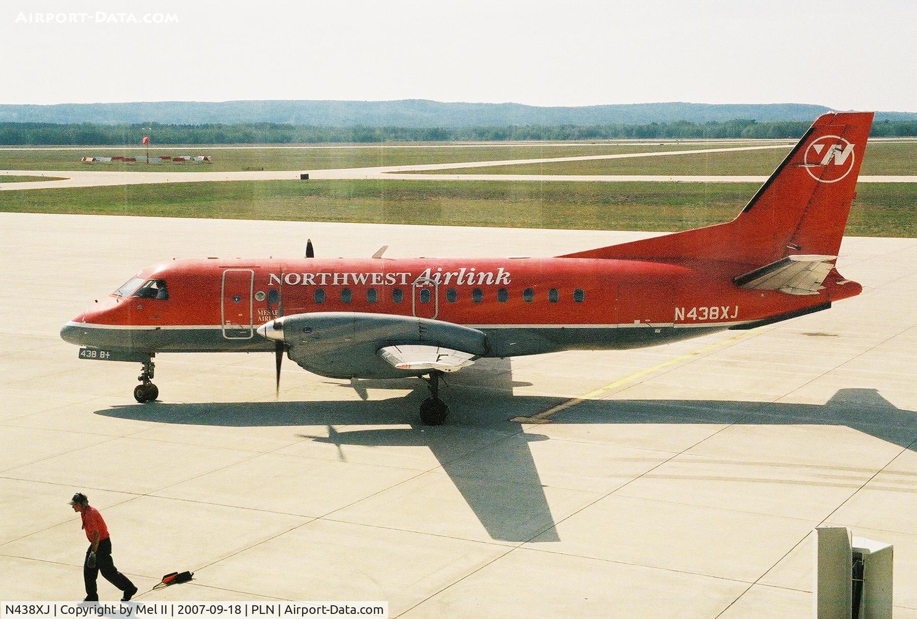 N438XJ, 1998 Saab 340B C/N 340B-438, MES2706 - PLN-DTW - Taxi for departure RWY 14 @ Pellston Regional Airport (PLN)