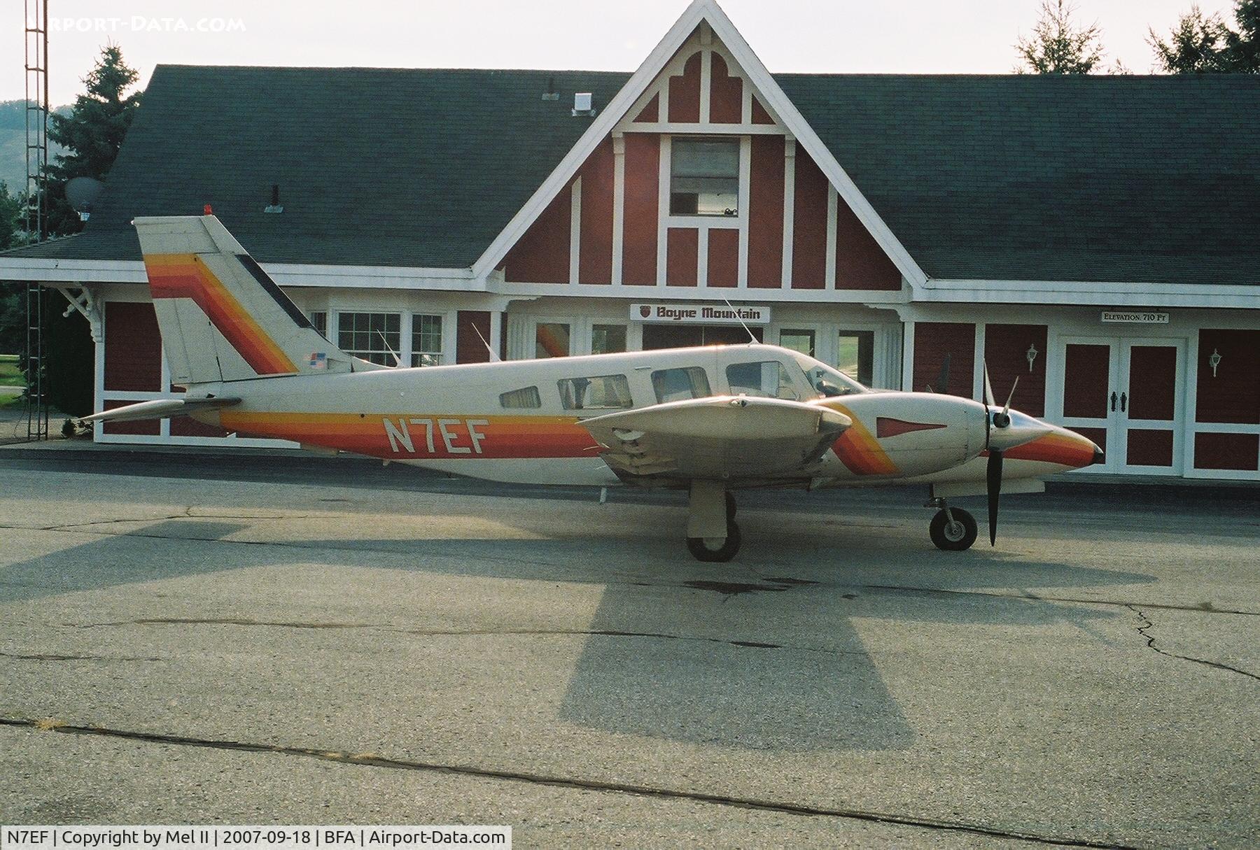 N7EF, 1979 Piper PA-34-200T Seneca II C/N 34-7970457, Parked @ Boyne Mountain Airport (BFA)