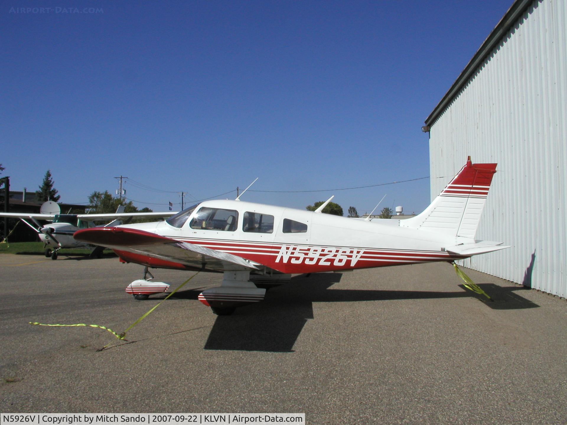N5926V, Piper PA-28-161 C/N 287716217, Parked on the ramp at Airlake.