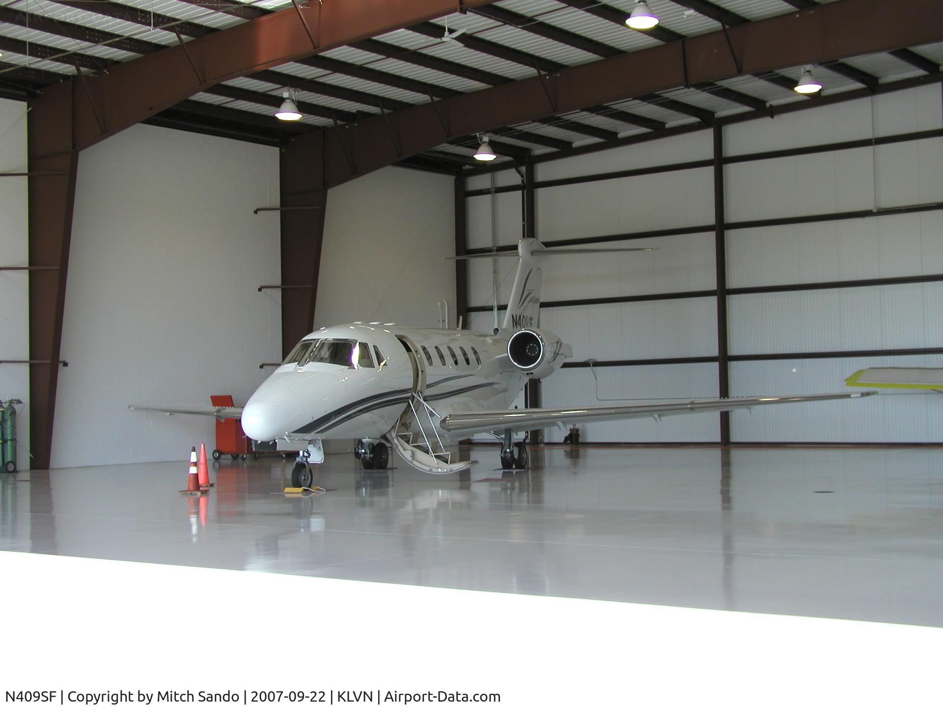 N409SF, 1984 Cessna 650 Citation C/N 650-0029, Parked inside the new Aircraft Resource Center Hangar.