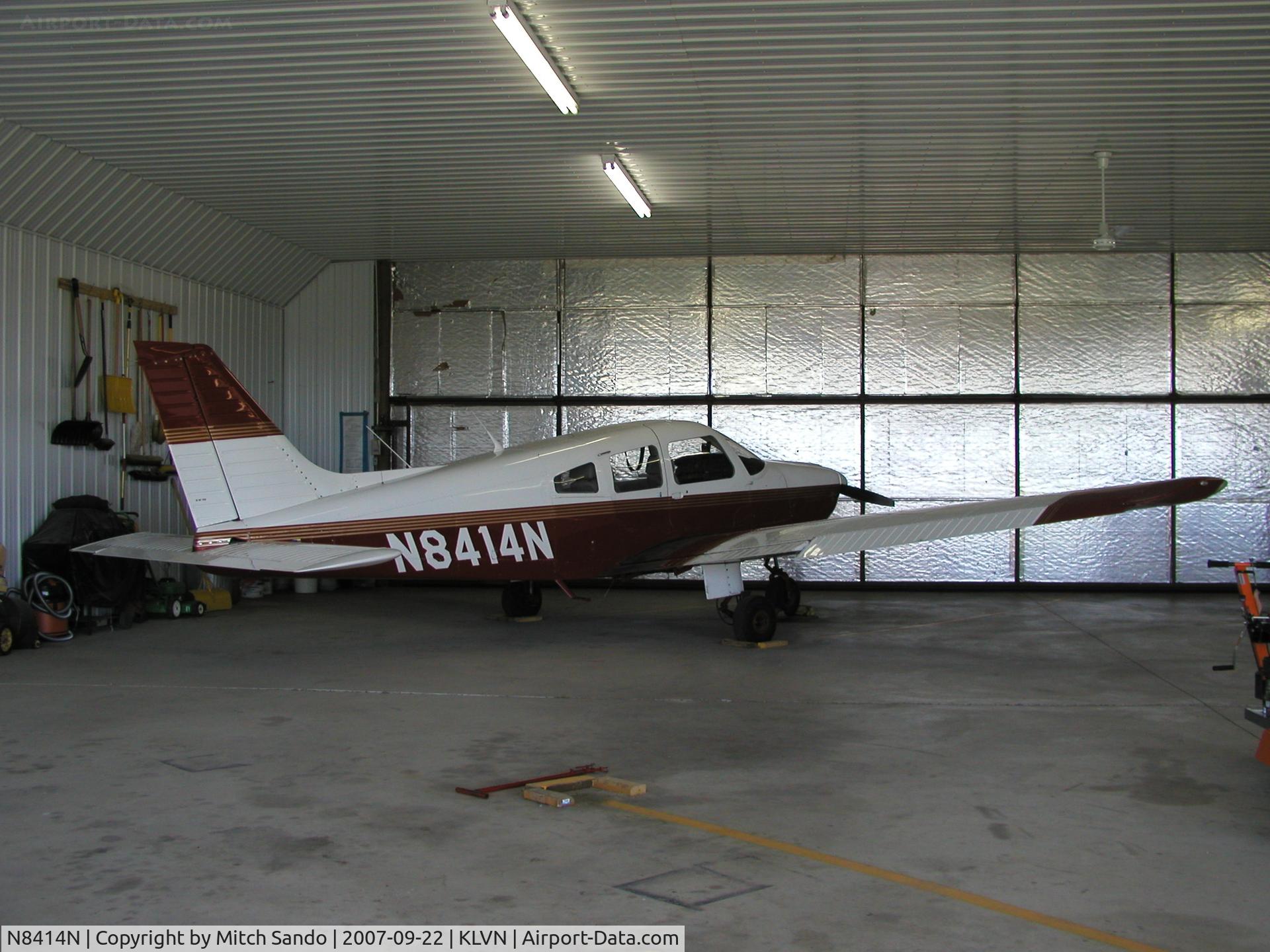 N8414N, 1981 Piper PA-28-181 C/N 28-8190278, Parked inside the Airlake Aero Hangar.