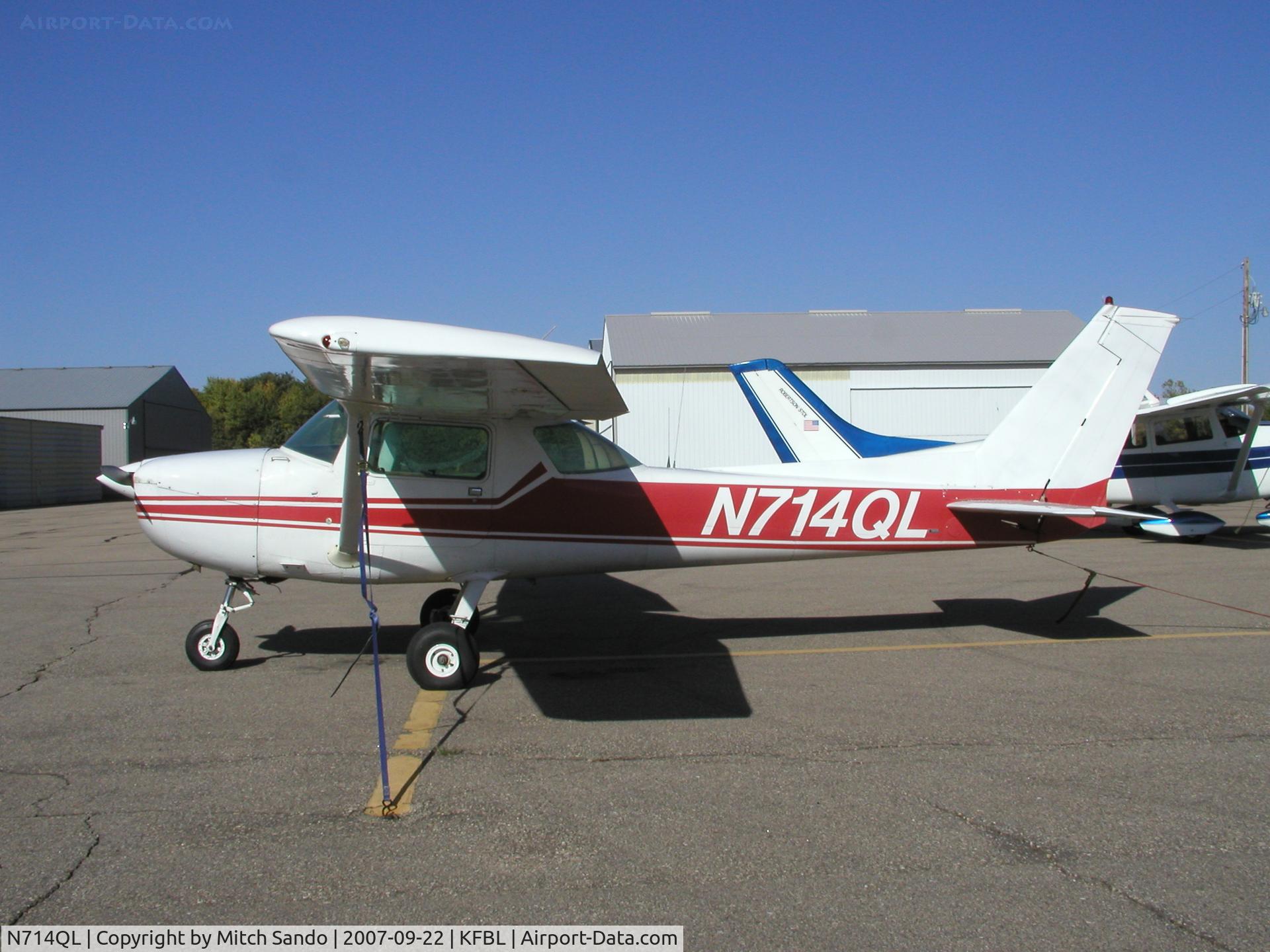 N714QL, 1977 Cessna 150M C/N 15079350, Tied down at Faribault.