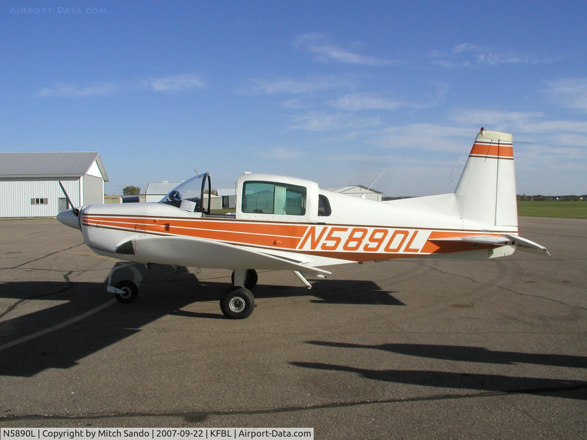 N5890L, 1972 American AA-5 C/N AA5-0240, Parked on the ramp at Faribault.
