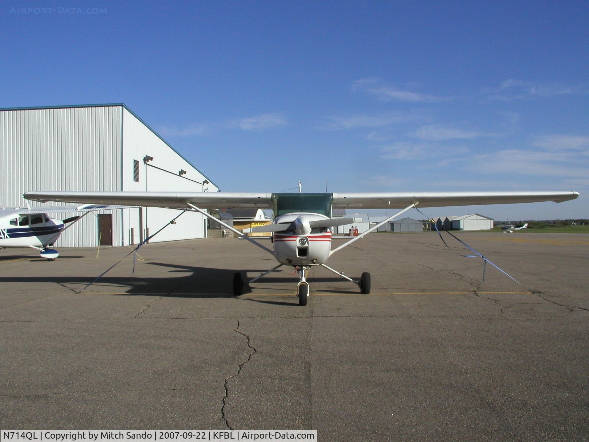 N714QL, 1977 Cessna 150M C/N 15079350, Tied down at Faribault.