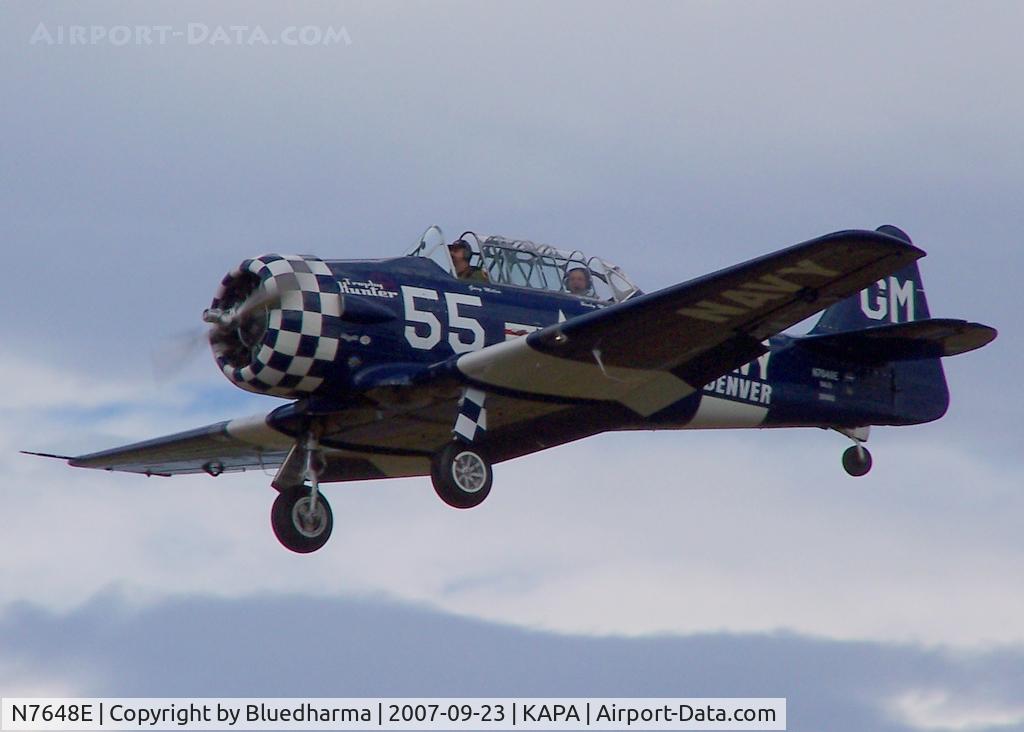 N7648E, 1942 North American SNJ-3 Texan C/N 78-6987, Trophy Hunter Landing 17L