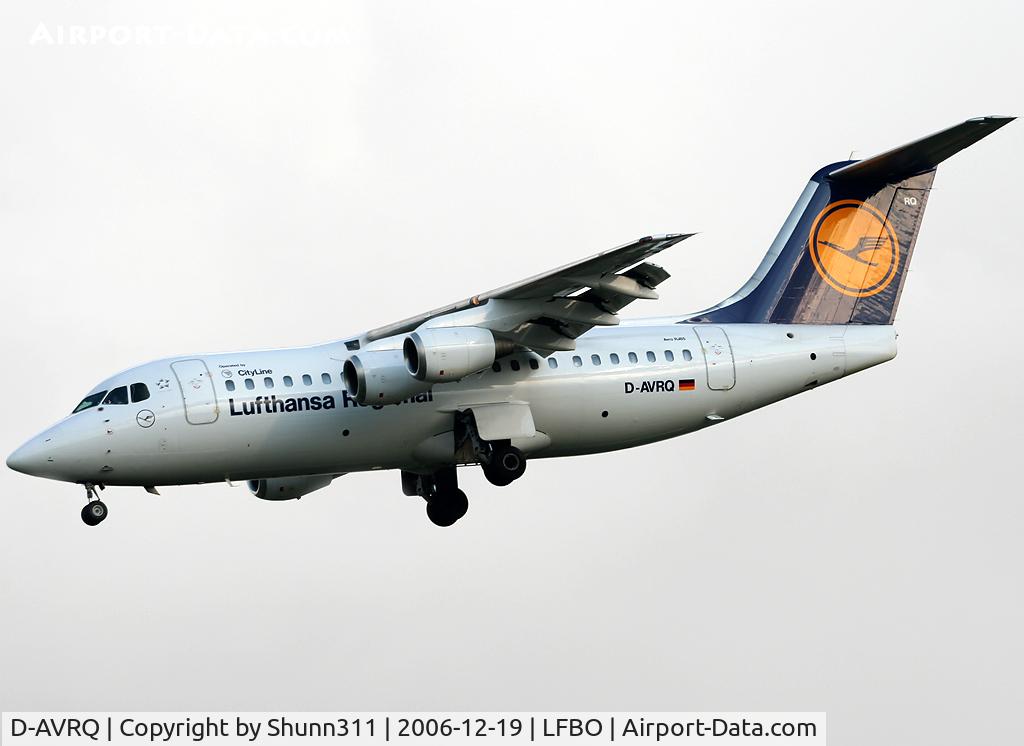 D-AVRQ, 1997 British Aerospace Avro 146-RJ85 C/N E.2304, Landing rwy 32L