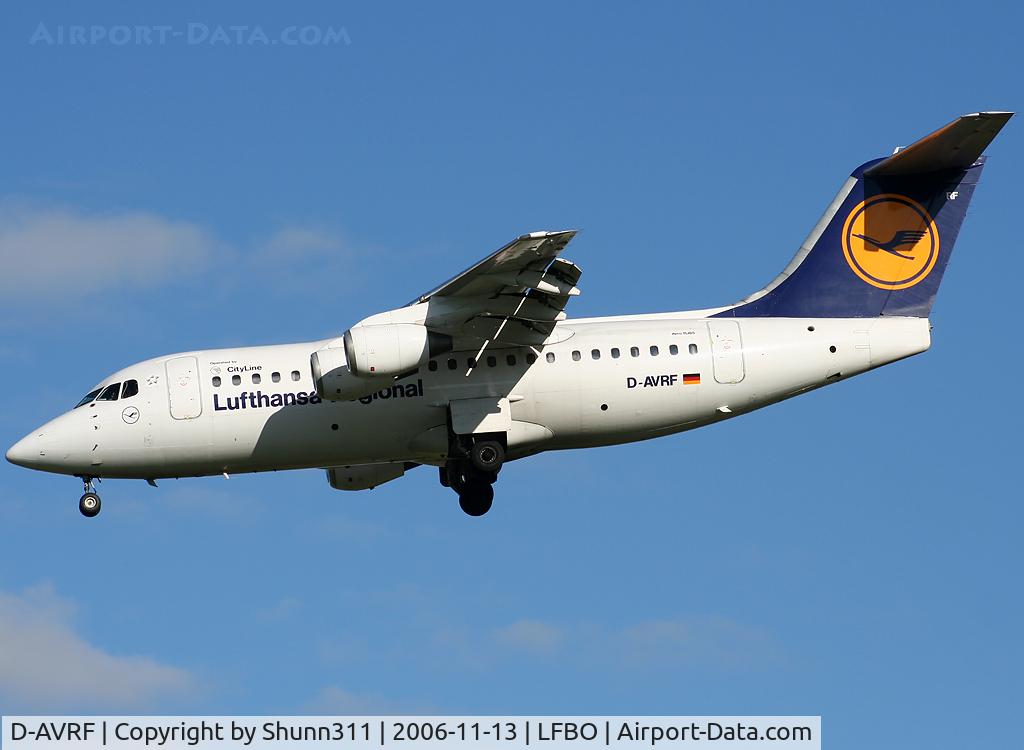 D-AVRF, 1995 British Aerospace Avro 146-RJ85 C/N E.2269, Landing rwy 32L