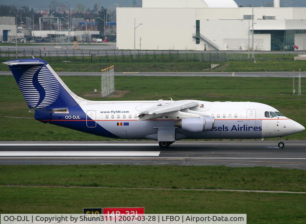 OO-DJL, 1995 British Aerospace Avro 146-RJ85 C/N E.2273, Landing rwy 14R