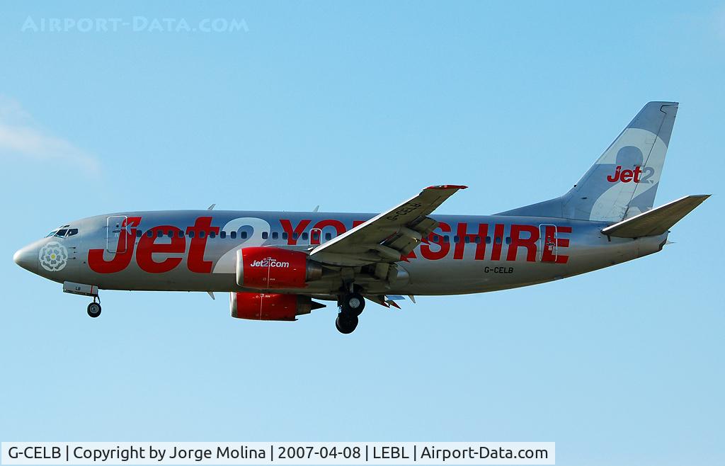G-CELB, 1986 Boeing 737-377 C/N 23664, On final to RWY 25R.