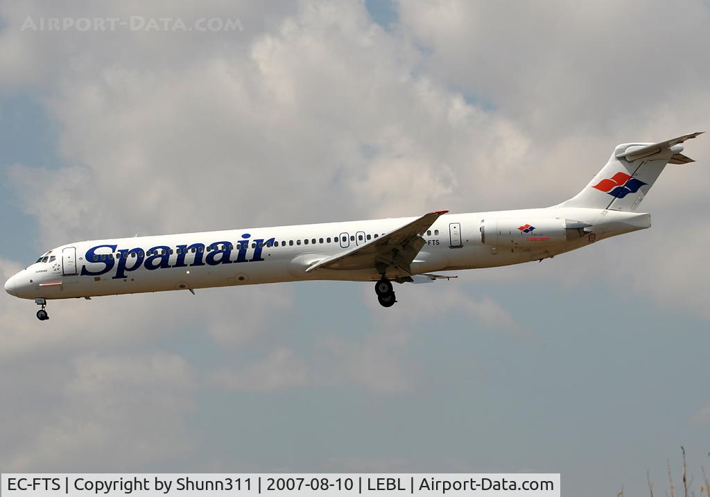 EC-FTS, 1988 McDonnell Douglas MD-83 (DC-9-83) C/N 49621-1495, Landing rwy 25L... New c/s
