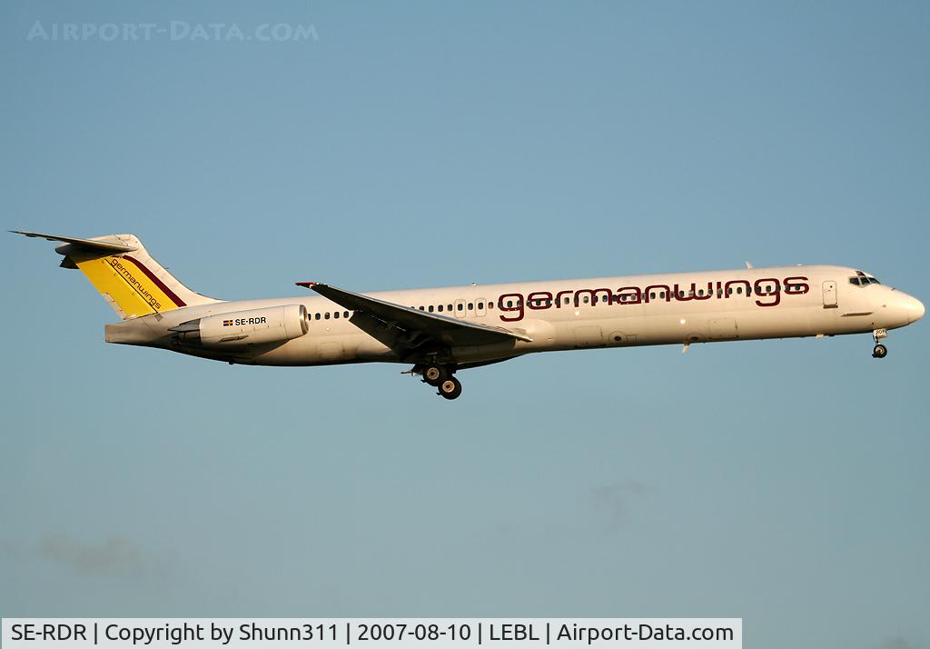 SE-RDR, 1980 McDonnell Douglas MD-82 (DC-9-82) C/N 49151/1088, Landing rwy 25L... Leased to Germanwings in summer 2007