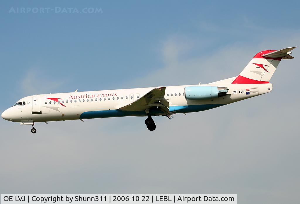 OE-LVJ, 1991 Fokker 100 (F-28-0100) C/N 11359, Landing rwy 25L