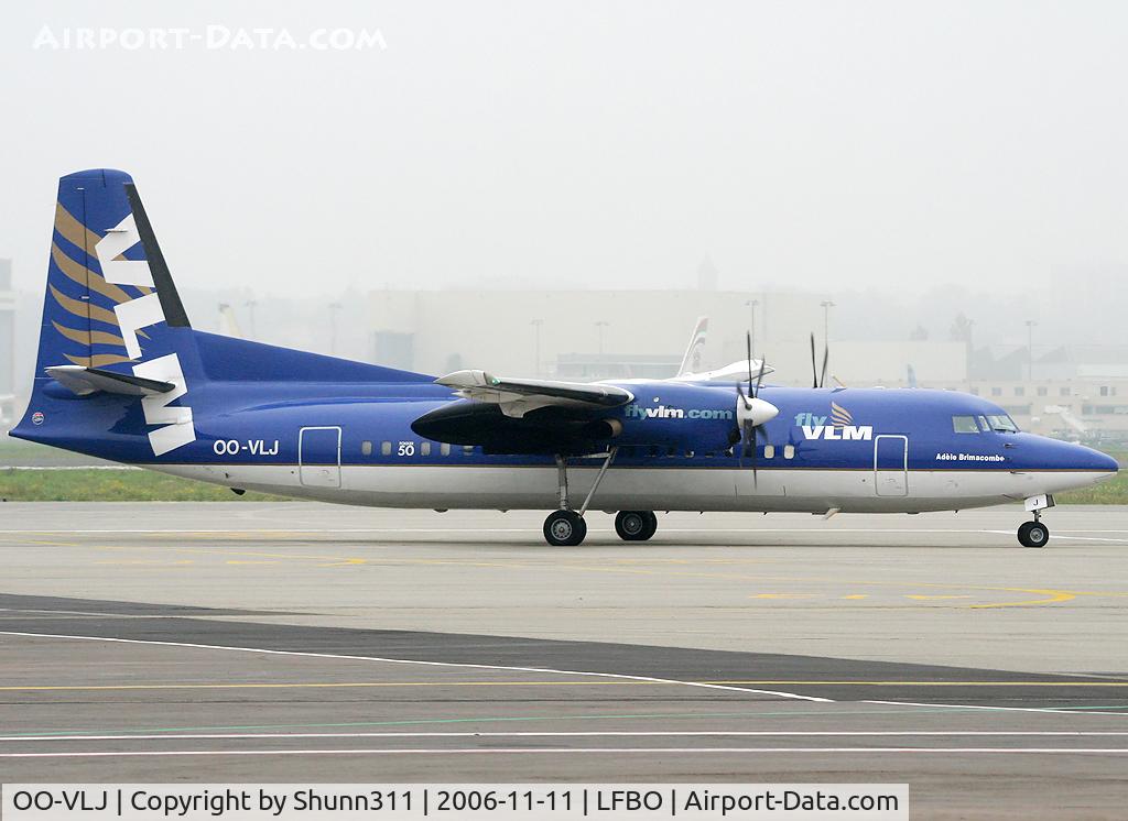 OO-VLJ, 1987 Fokker 50 C/N 20105, Taxiing to the general aviation apron with a French Footbal Team on board