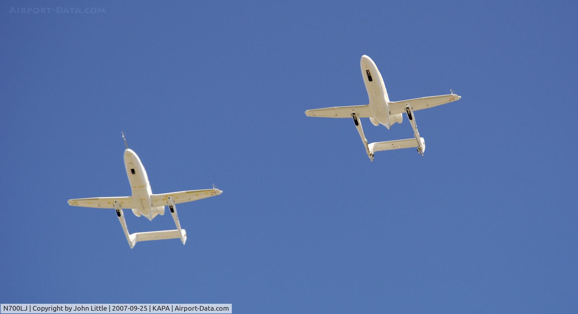 N700LJ, 2006 Adam Aircraft A700 C/N 0002, Side By Side Overfly of two Adam 700's