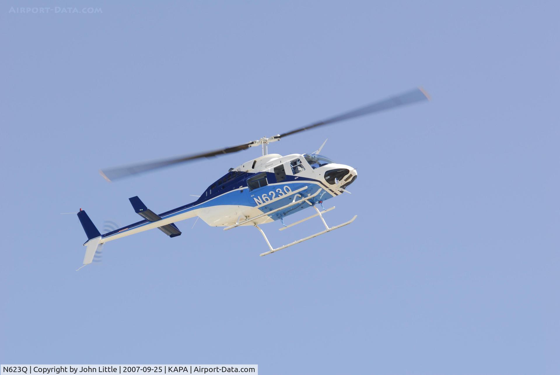 N623Q, 1988 Bell 206L-3 LongRanger III C/N 51258, Approach to North Ramp - Qwest Helicopter