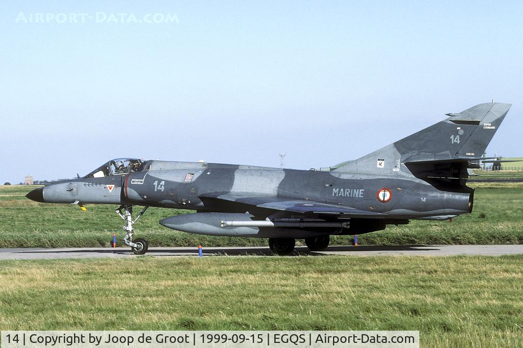 14, Dassault Super Etendard C/N 14, After the Kosovo crisis many Super Etendards had mission markings underneath the cockpit. This one had flown just five operational sorties.