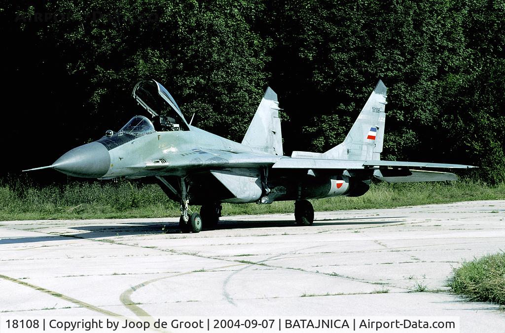 18108, Mikoyan-Gurevich MiG-29B C/N 2960525100, One of few MiG-29s that survived the 1999 Kosovo crisis.