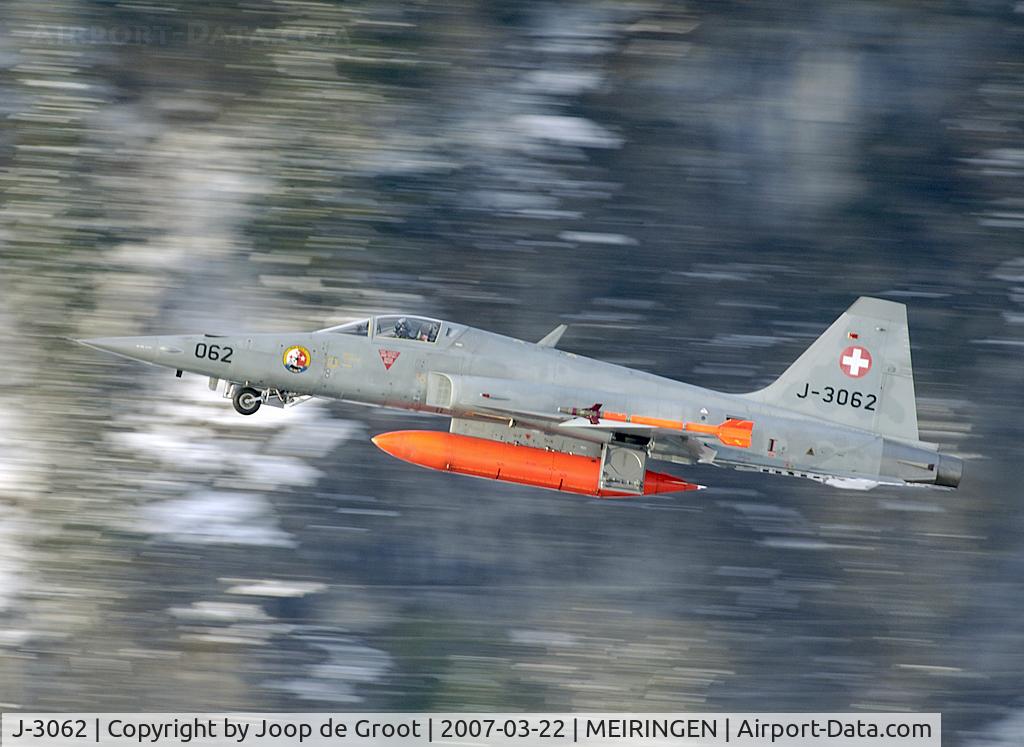 J-3062, 1983 Northrop F-5E Tiger II C/N L.1062, Taken during take off with 1/60 of a second. The mountain slope in the background fades away...