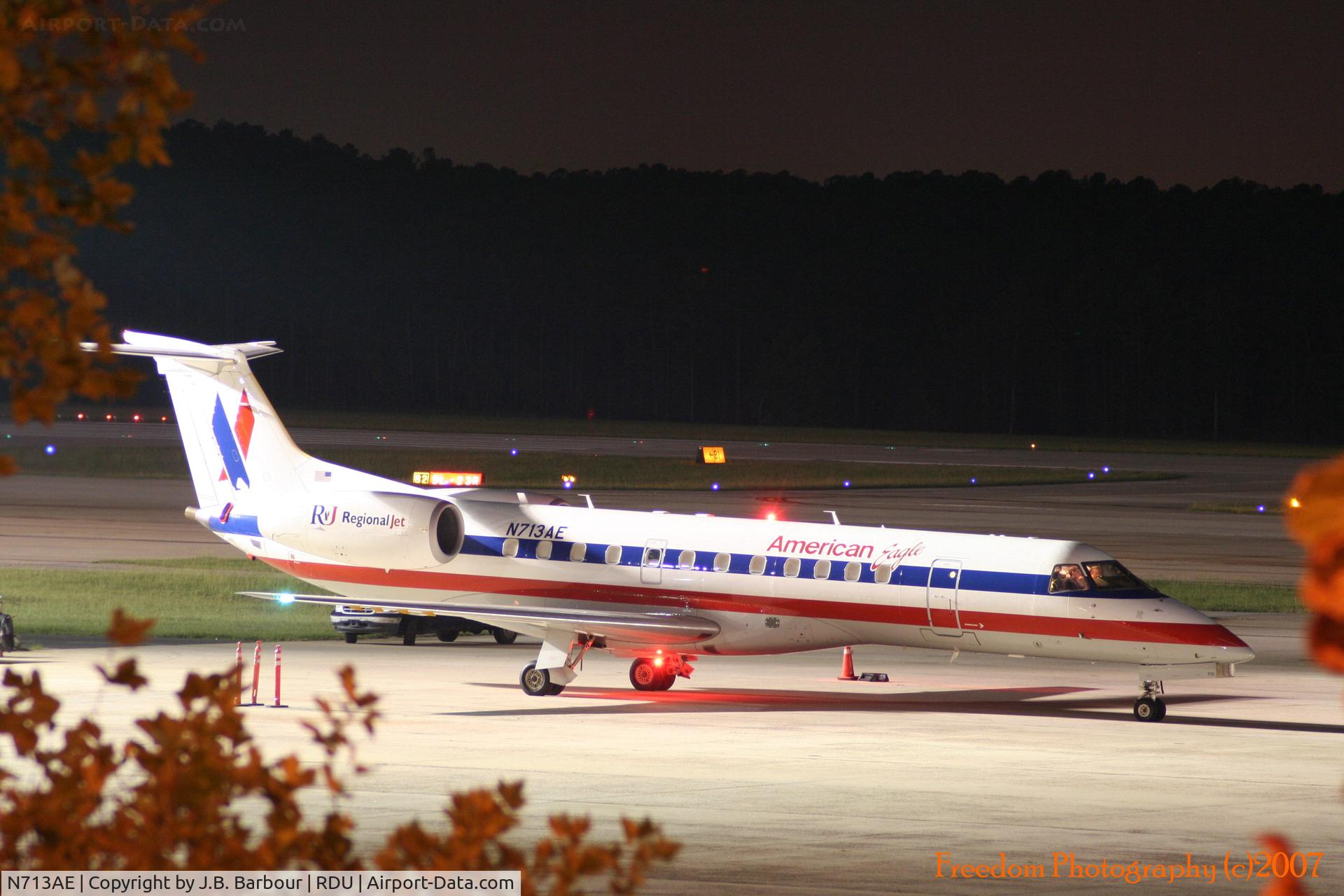 N713AE, 2000 Embraer ERJ-135LR (EMB-135LR) C/N 145249, Sitting out under the stars