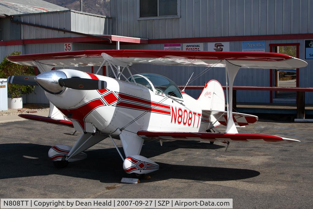 N808TT, 1993 Aviat Pitts S-2B Special C/N 5278, Tom Cruise's 1993 Aviat Pitts S-2B N808TT parked at Santa Paula (KSZP).