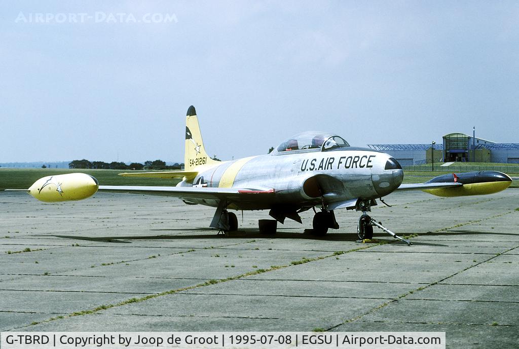 G-TBRD, 1954 Canadair CT-133 Silver Star 3 C/N T33-261, When this T-Bird arrived in Europe it flew in this fake USAF colors. Nowadays it flies in its original RCAF markings.