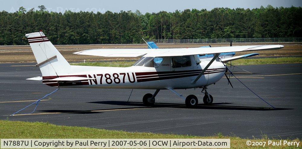 N7887U, 1976 Cessna 150M C/N 15077855, Secured well, right down to her rudder