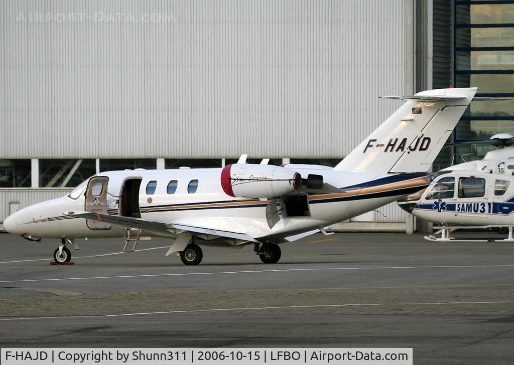 F-HAJD, 2003 Cessna 525 CitationJet CJ1 C/N 525-0523, Parked at the general aviation apron and awaiting a new flight