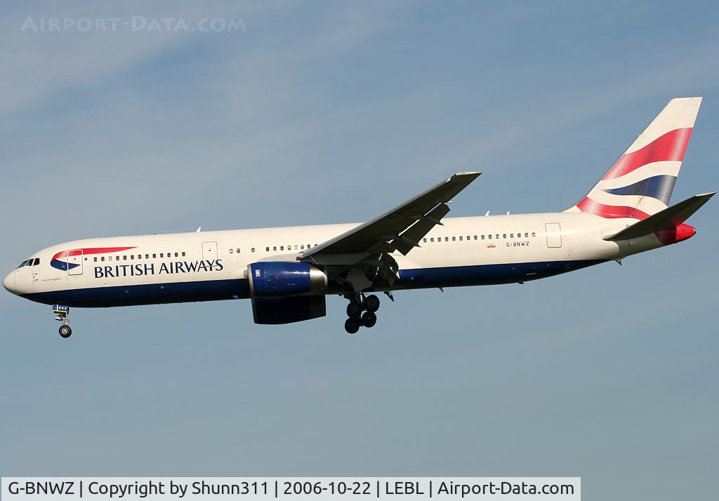 G-BNWZ, 1997 Boeing 767-336/ER C/N 25733, Landing rwy 25R