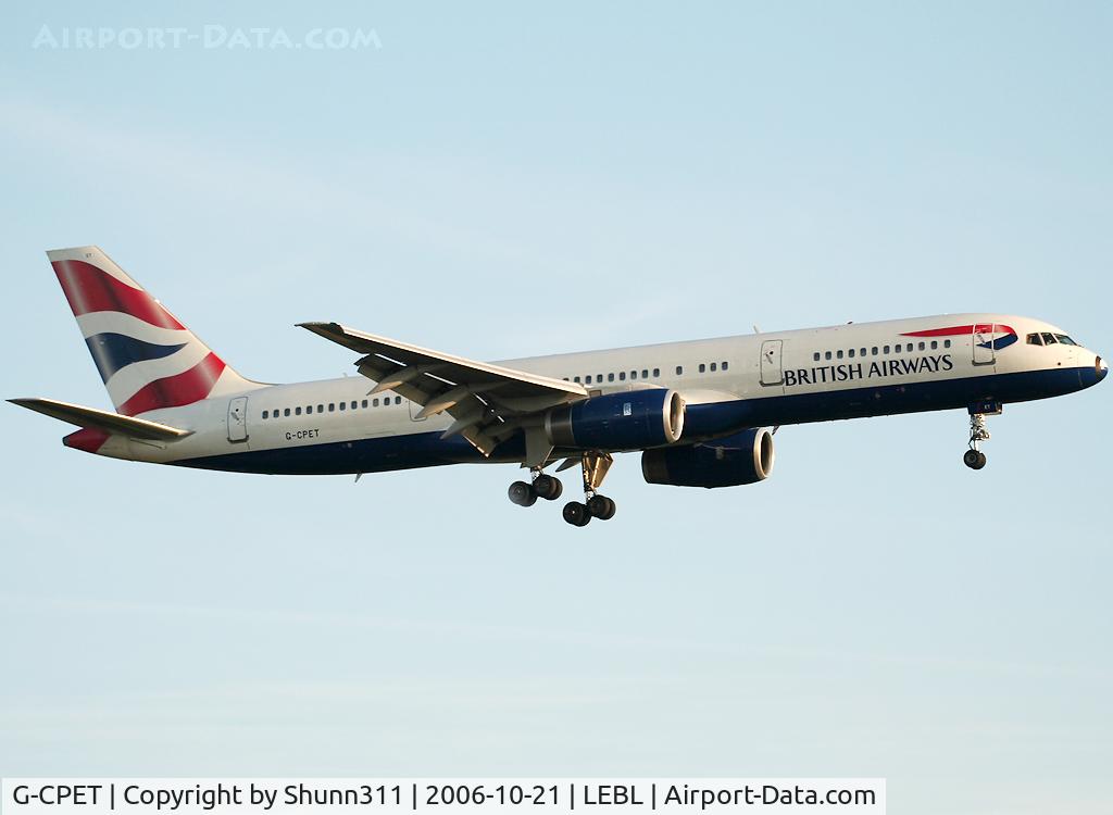 G-CPET, 1998 Boeing 757-236 C/N 29115, Landing rwy 25L