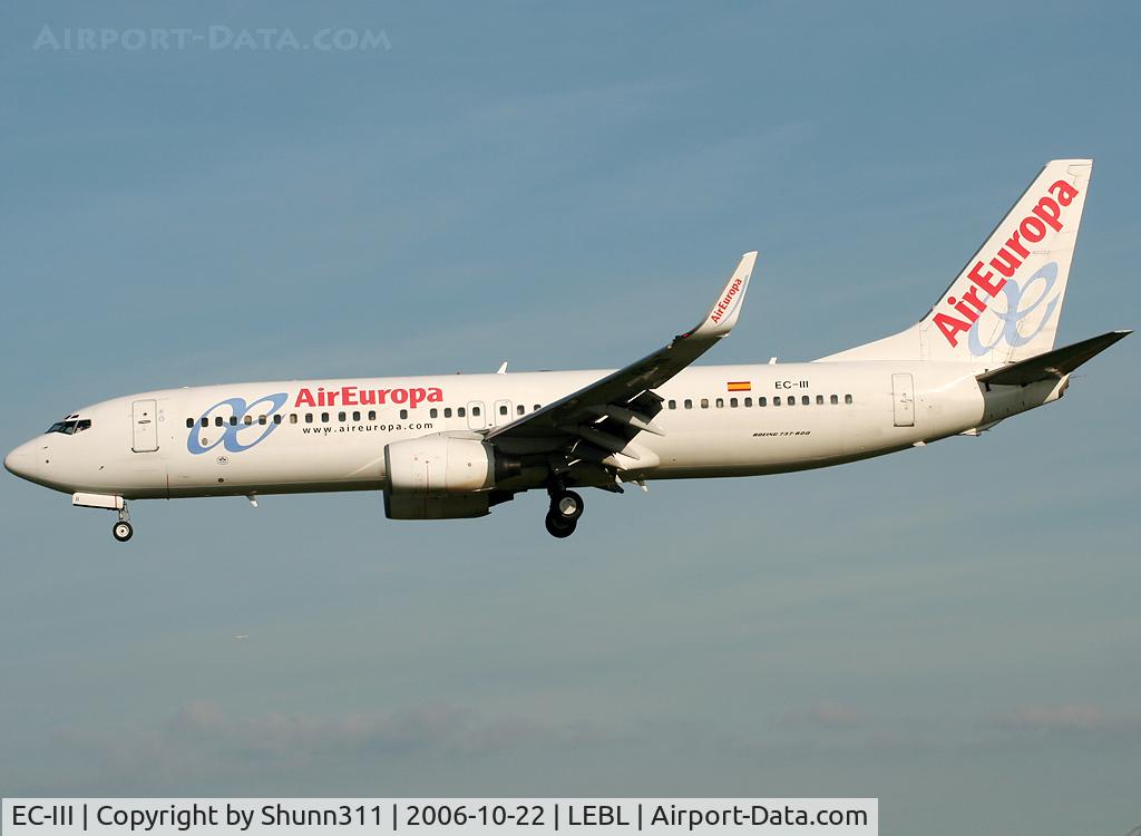 EC-III, 2002 Boeing 737-86Q C/N 30284, Landing rwy 25L