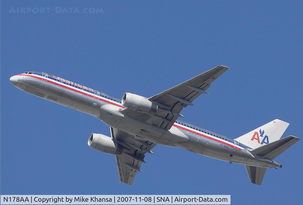 N178AA, 2002 Boeing 757-223 C/N 32398, AA B757-223 Climbing the blue sky.