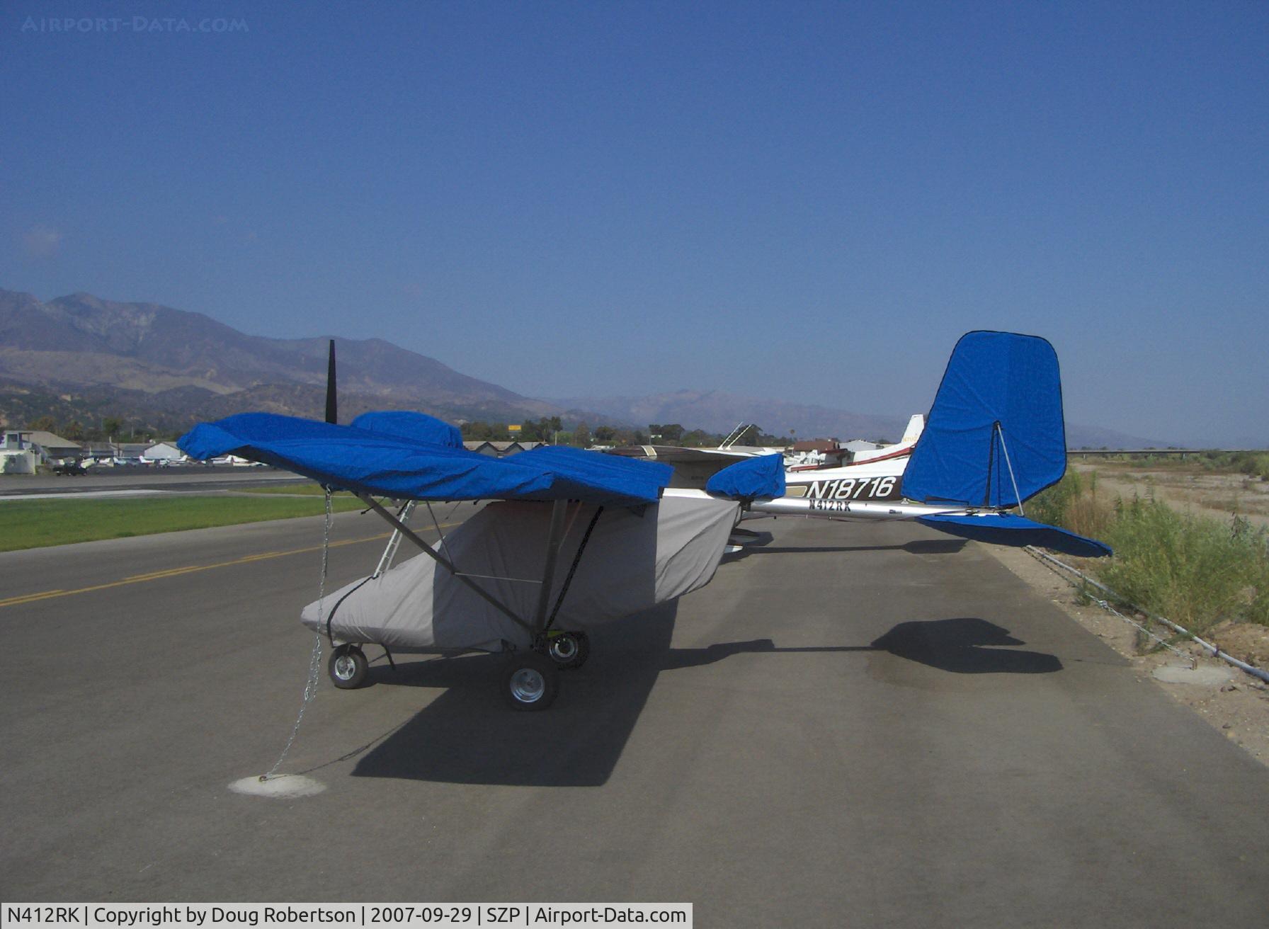 N412RK, 2001 Flightstar IISC C/N 100349, 2006 Flightstar IISC, HKS 700E 2 cylinder 4 stroke 6,200 rpm geared, dual carb 60 Hp, two place