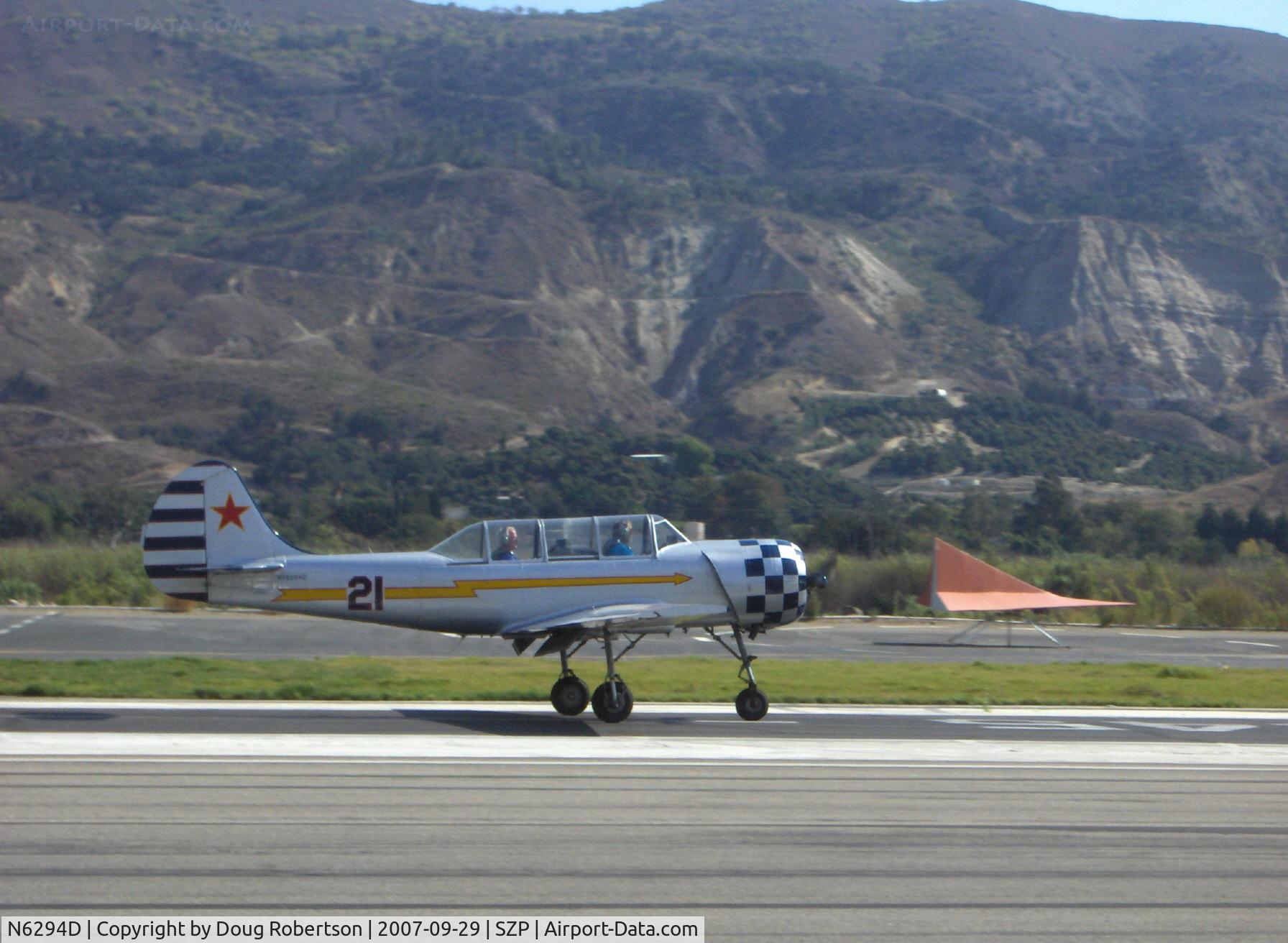 N6294D, 1983 Yakovlev Yak-52 C/N 833611, 1983 Yakovlev YAK 52, Vedeneev (Ivchenko) MP-14 360 Hp radial, landing roll Rwy 22