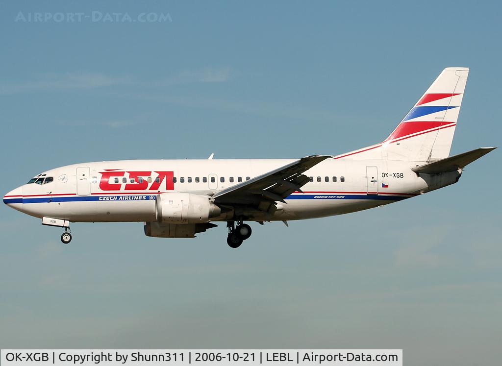 OK-XGB, 1992 Boeing 737-55S C/N 26540, Landing rwy 25L