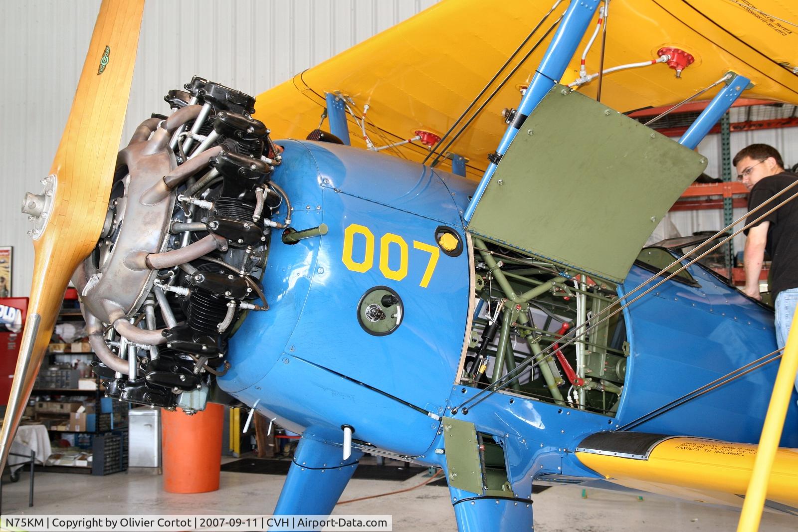 N75KM, 1942 Boeing E75 C/N 75-5461, Under repair at Hollister airport, CA