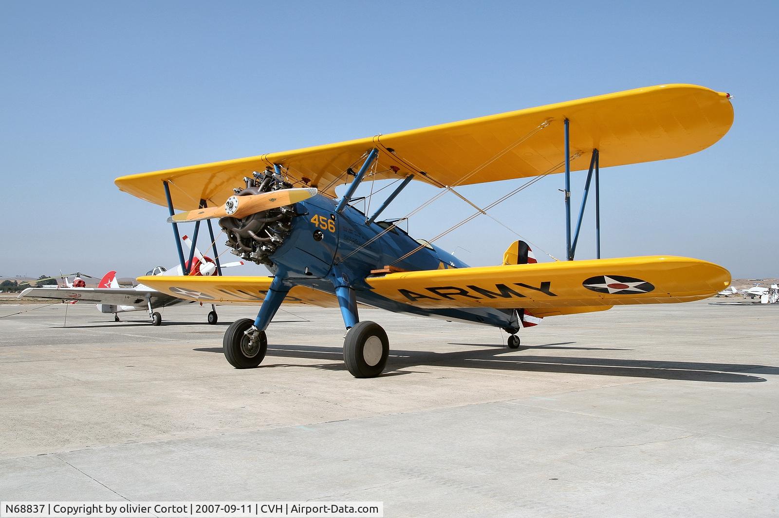 N68837, 1942 Boeing B75N1 C/N 75-8233, under the sun of Hollister airport