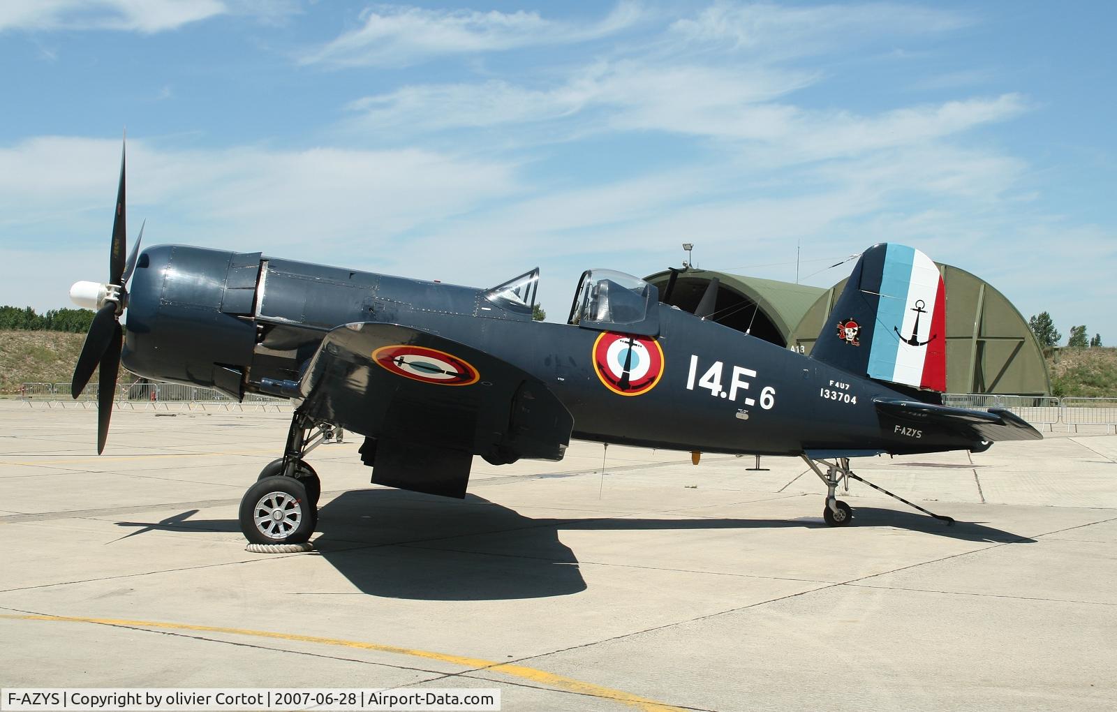 F-AZYS, Vought F4U-5N Corsair C/N Not found (Bu124541), Orange French AFB