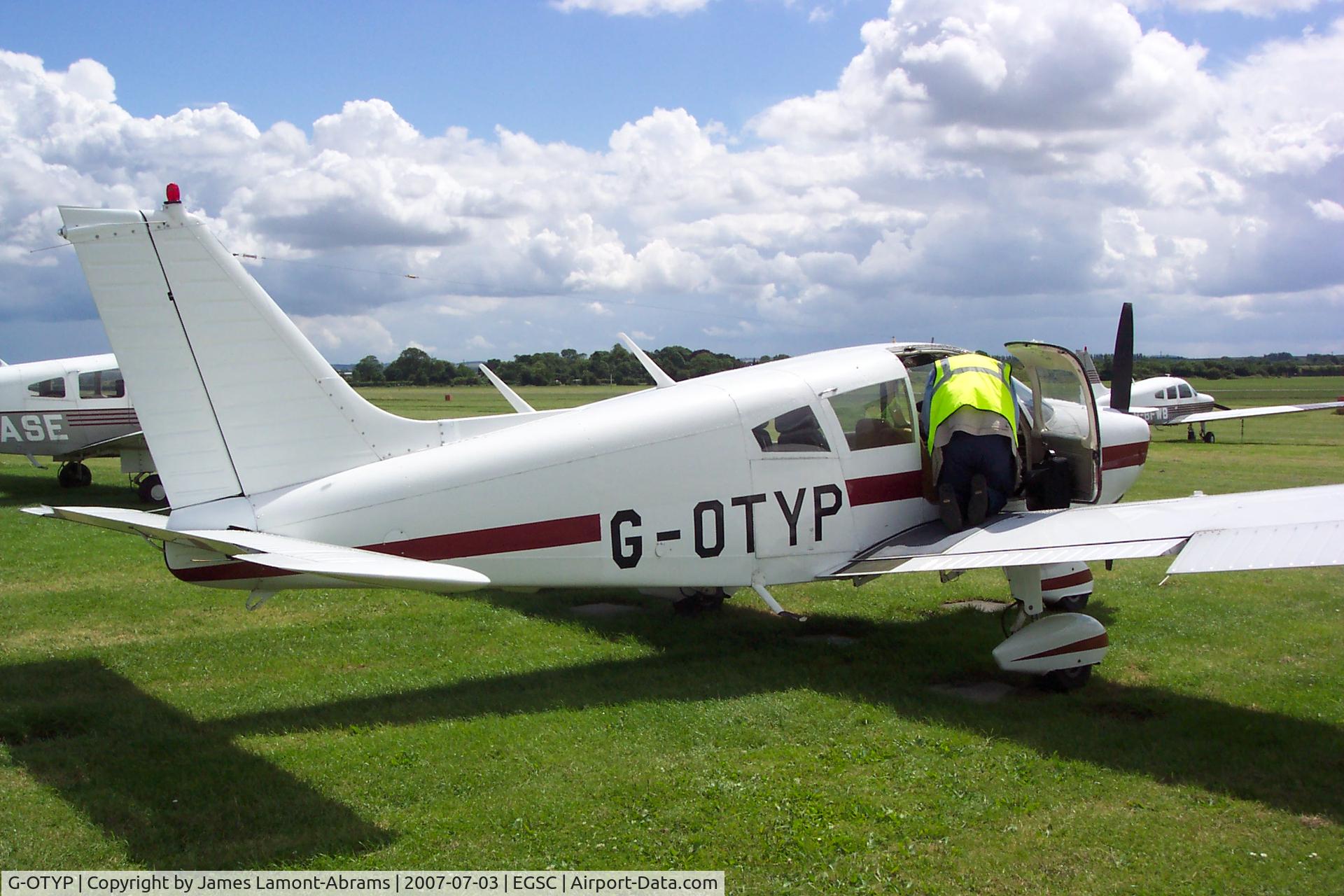 G-OTYP, 1973 Piper PA-28-180 Cherokee Challenger C/N 287305166, G-OTYP parked at Cambridge Airport, UK