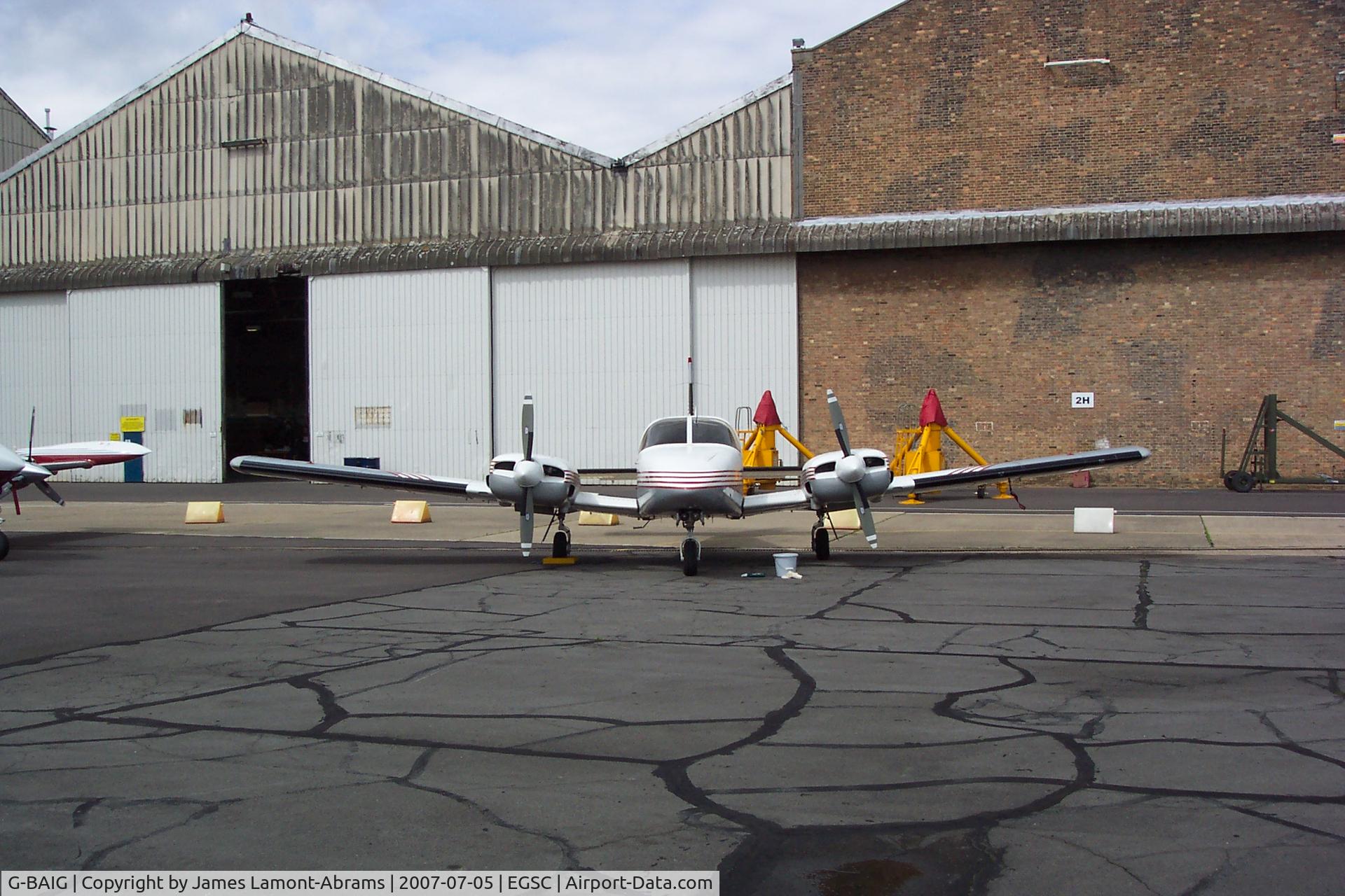G-BAIG, 1972 Piper PA-34-200 Seneca C/N 34-7250243, G-BAIG being cleaned by the photographer at EGSC