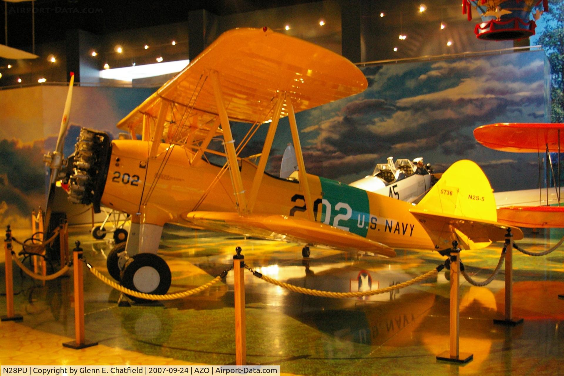 N28PU, 1942 Boeing B75N1 C/N 75-5736, ex-N2PP At the Kalamazoo Air Zoo. PT-13D 42-17573