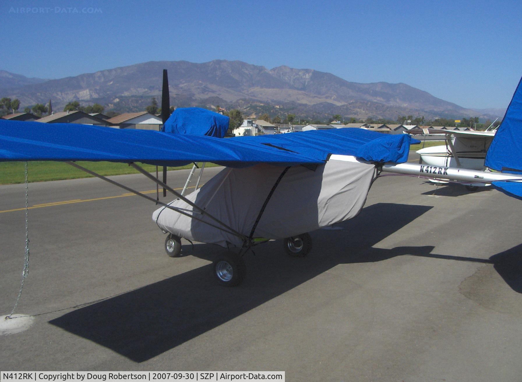 N412RK, 2001 Flightstar IISC C/N 100349, 2006 Flightstar IISC, HKS 700E 2 cylinder 4 stroke 6,200 rpm geared, dual carb 60 Hp, two place