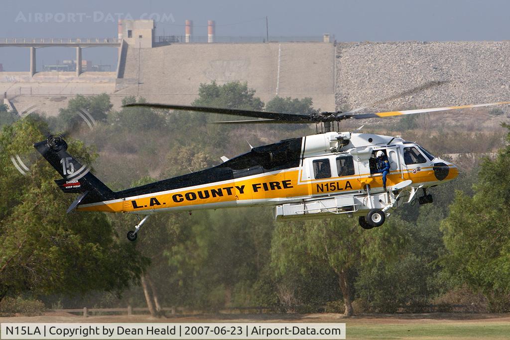 N15LA, 2004 Sikorsky S-70A Firehawk C/N 702846, L.A. County Fire N15LA Firehawk arriving in the morning at Hansen Dam Park (Pacoima, California).