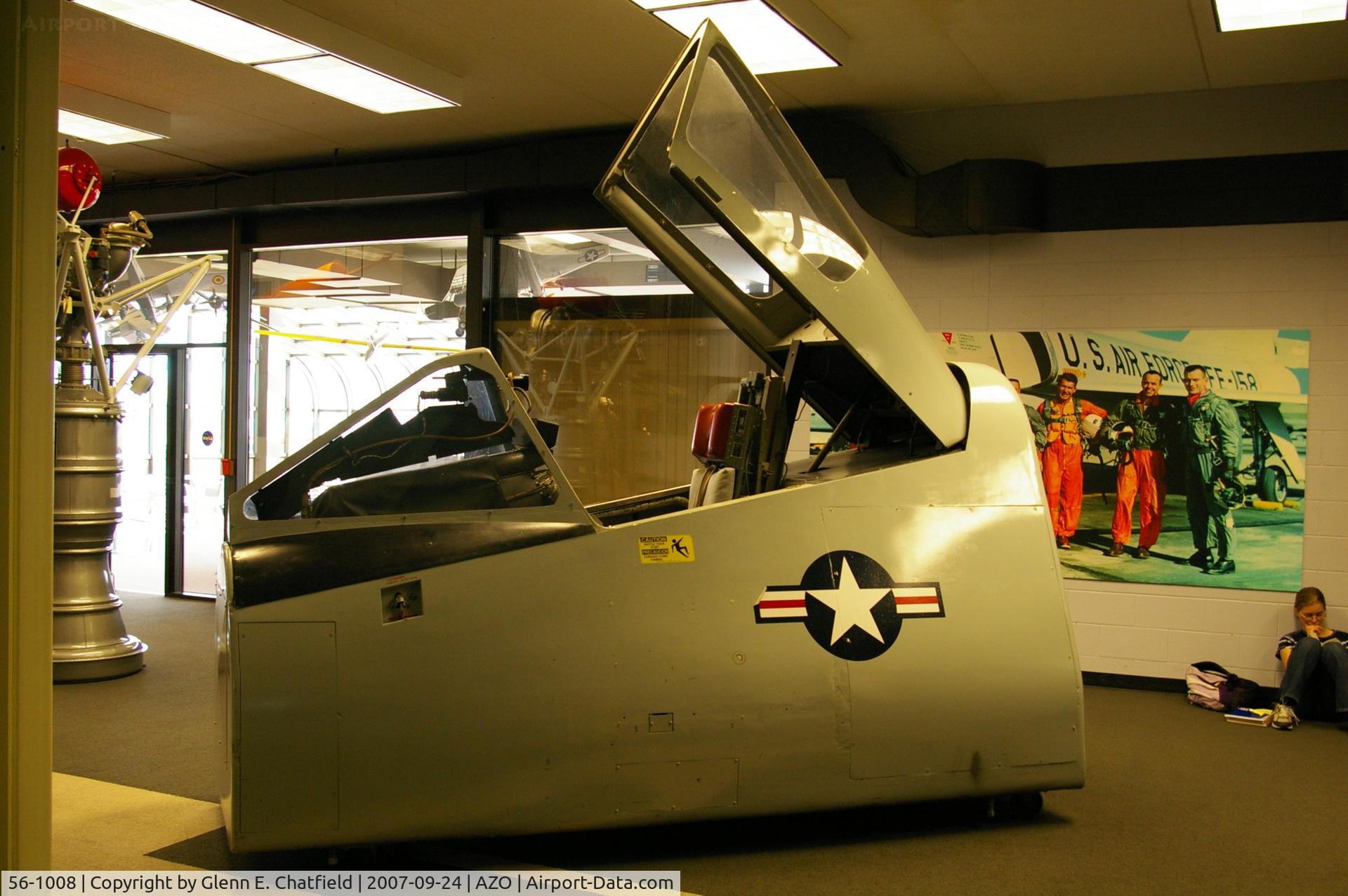56-1008, 1956 Convair F-102A Delta Dagger C/N Not found 56-1008, F-102A cockpit section at the Kalamzoo Air Zoo.  Was used for astronaut training